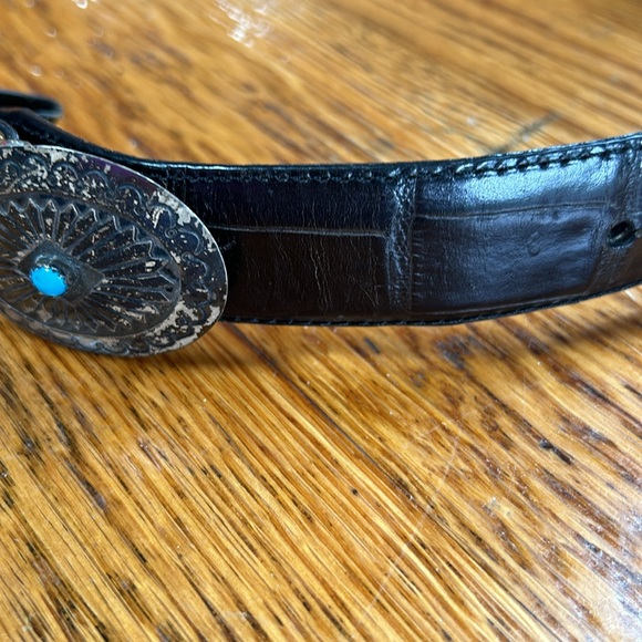Vintage Brighton black croc print belt.  Size Medium (28). - Picture 5 of 10